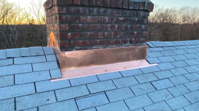 Copper Chimney Flashing Installation Service Project Shot 1