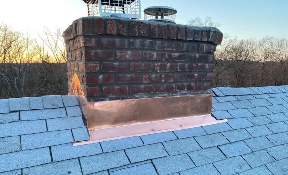 Copper Chimney Flashing Installation Service Project Shot