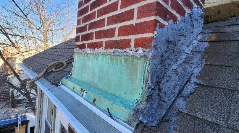 New Chimney Flashing Copper Installation the Bronx Project Shot 1