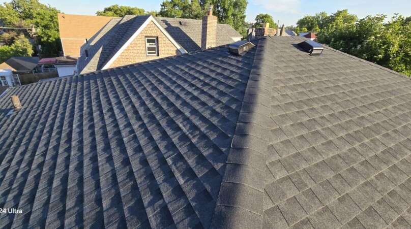 Plywood, Shingle Roof, Gutter & Soffit Installation in the Bronx NY Project Shot 1